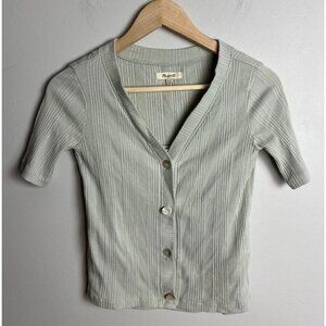 Madewell Ribbed Cardigan and Tank Set Ashen Sage Green Size XXS NF467